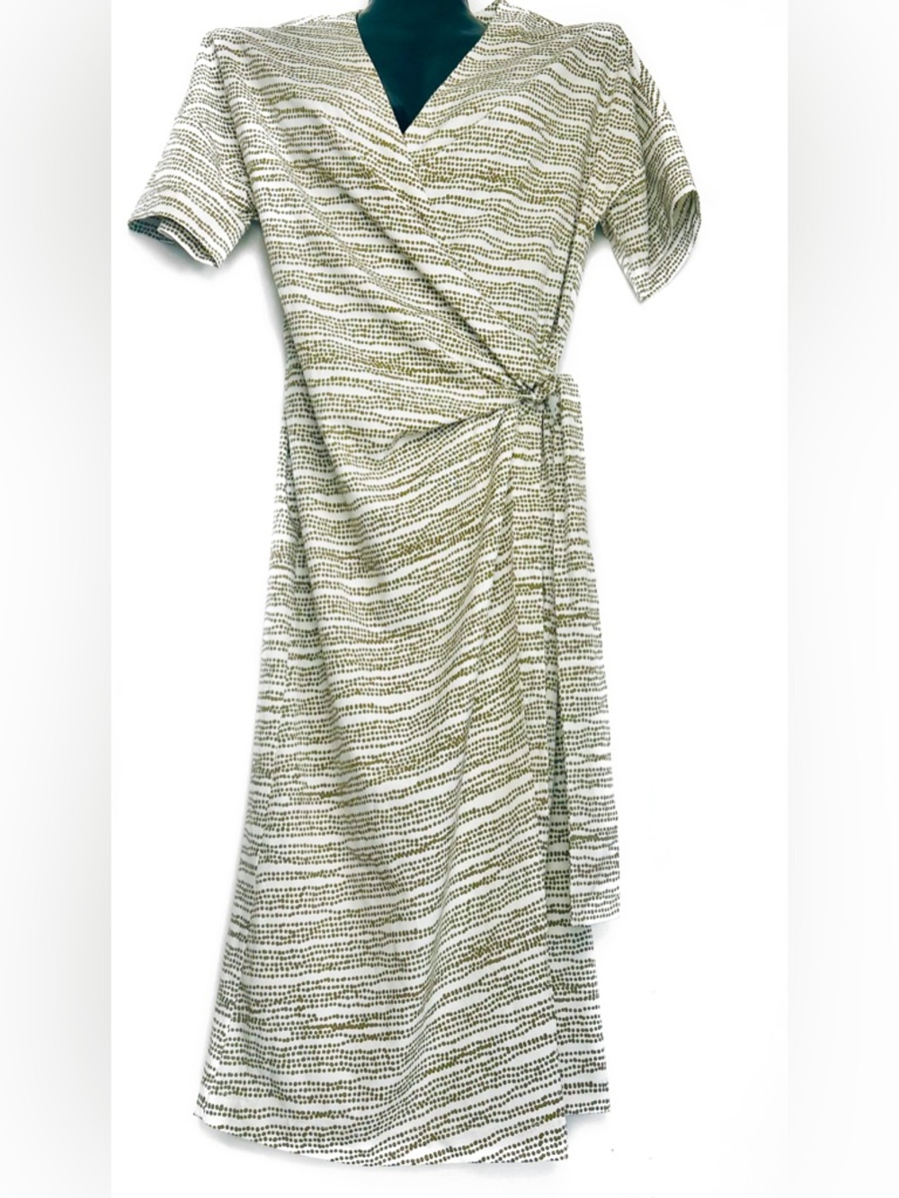Prologue Olive Dot-Patterned Wrap Midi Dress